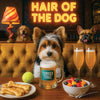 Hair of the Dog Biewer Terrier 007 Ruff & Ready Funny Canine Art neon lights, bacon-woven flair, and egg murals