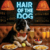 Hair of the Dog Border Collie 002 Ruff & Ready Funny Canine Art neon lights, bacon-woven flair, and egg murals
