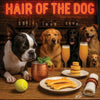 Hair of the Dog Boston Terrier 012 Ruff & Ready Funny Canine Art neon lights, bacon-woven flair, and egg murals