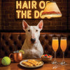 Hair of the Dog Bull Terrier 003 Ruff & Ready Funny Canine Art neon lights, bacon-woven flair, and egg murals