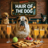 Hair of the Dog Bulldog 001 Ruff & Ready Funny Canine Art neon lights, bacon-woven flair, and egg murals