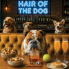Hair of the Dog Bulldog 009 Ruff & Ready Funny Canine Art neon lights, bacon-woven flair, and egg murals