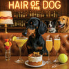 Hair of the Dog Dachshund 011 Ruff & Ready Funny Canine Art neon lights, bacon-woven flair, and egg murals