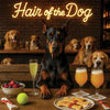 Hair of the Dog Doberman Pinscher 001 Ruff & Ready Funny Canine Art neon lights, bacon-woven flair, and egg murals