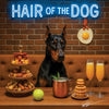 Hair of the Dog Doberman Pinscher 004 Ruff & Ready Funny Canine Art neon lights, bacon-woven flair, and egg murals
