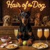 Hair of the Dog Doberman Pinscher 005 Ruff & Ready Funny Canine Art neon lights, bacon-woven flair, and egg murals