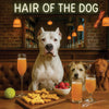 Hair of the Dog Dogo Argentino 001 Ruff & Ready Funny Canine Art neon lights, bacon-woven flair, and egg murals