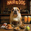 Hair of the Dog English Bulldog 014 Ruff & Ready Funny Canine Art neon lights, bacon-woven flair, and egg murals