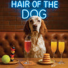 Hair of the Dog English Setter 002 Ruff & Ready Funny Canine Art neon lights, bacon-woven flair, and egg murals