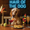 Hair of the Dog English Setter 006 Ruff & Ready Funny Canine Art neon lights, bacon-woven flair, and egg murals