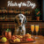 Hair of the Dog English Setter 012 Ruff & Ready Funny Canine Art neon lights, bacon-woven flair, and egg murals