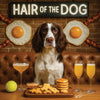 Hair of the Dog English Springer Spaniel 011 Ruff & Ready Funny Canine Art neon lights, bacon-woven flair, and egg murals