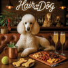 Hair of the Dog French Poodle 008 Ruff & Ready Funny Canine Art neon lights, bacon-woven flair, and egg murals