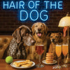 Hair of the Dog German Shorthaired Pointer 007 Ruff & Ready Funny Canine Art neon lights, bacon-woven flair, and egg murals