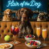 Hair of the Dog German Shorthaired Pointer 010 Ruff & Ready Funny Canine Art neon lights, bacon-woven flair, and egg murals