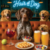 Hair of the Dog German Shorthaired Pointer 014 Ruff & Ready Funny Canine Art neon lights, bacon-woven flair, and egg murals