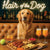 Hair of the Dog Golden Retriever 001 Ruff & Ready Funny Canine Art neon lights, bacon-woven flair, and egg murals