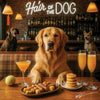 Hair of the Dog Golden Retriever 003 Ruff & Ready Funny Canine Art neon lights, bacon-woven flair, and egg murals