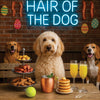 Hair of the Dog Goldendoodle 007 Ruff & Ready Funny Canine Art neon lights, bacon-woven flair, and egg murals