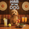 Hair of the Dog Goldendoodle 010 Ruff & Ready Funny Canine Art neon lights, bacon-woven flair, and egg murals
