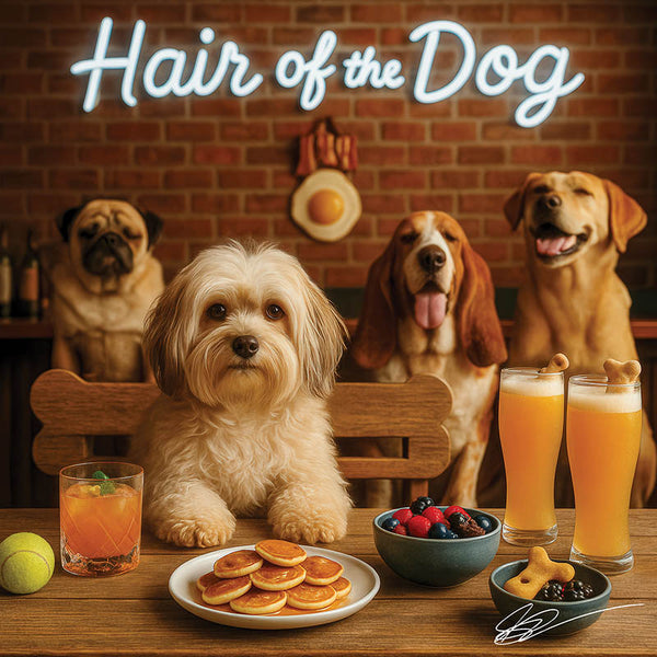 Hair of the Dog Havanese 001 Ruff & Ready Funny Canine Art neon lights, bacon-woven flair, and egg murals