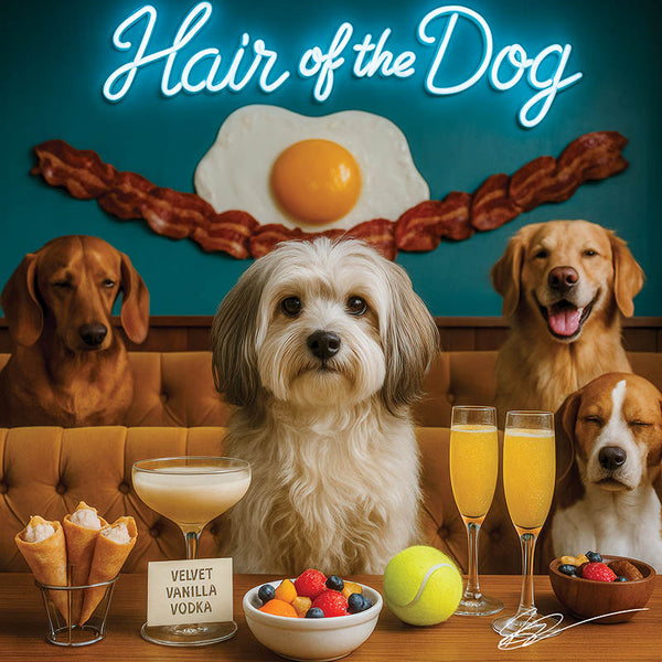Hair of the Dog Havanese 015 Ruff & Ready Funny Canine Art neon lights, bacon-woven flair, and egg murals