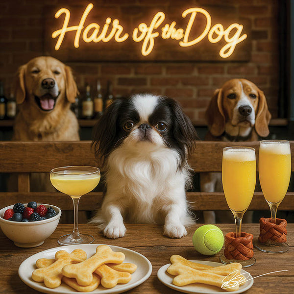 Hair of the Dog Japanese Chin 003 Ruff & Ready Funny Canine Art neon lights, bacon-woven flair, and egg murals