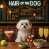 Hair of the Dog Maltese 003 Ruff & Ready Funny Canine Art neon lights, bacon-woven flair, and egg murals