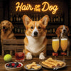 Hair of the Dog Pembroke Welsh Corgi 002 Ruff & Ready Funny Canine Art neon lights, bacon-woven flair, and egg murals