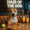 Hair of the Dog Pit Bull 005 Ruff & Ready Funny Canine Art neon lights, bacon-woven flair, and egg murals