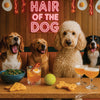 Hair of the Dog Poodle 004 Ruff & Ready Funny Canine Art neon lights, bacon-woven flair, and egg murals