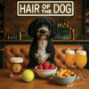 Hair of the Dog Portuguese Water Dog 008 Ruff & Ready Funny Canine Art neon lights, bacon-woven flair, and egg murals