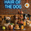 Hair of the Dog Pug 006 Ruff & Ready Funny Canine Art neon lights, bacon-woven flair, and egg murals
