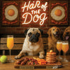 Hair of the Dog Pug 022 Ruff & Ready Funny Canine Art neon lights, bacon-woven flair, and egg murals