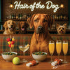 Hair of the Dog Rhodesian Ridgeback 012 Ruff & Ready Funny Canine Art neon lights, bacon-woven flair, and egg murals