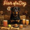 Hair of the Dog Rottweiler 008 Ruff & Ready Funny Canine Art neon lights, bacon-woven flair, and egg murals