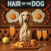 Hair of the Dog Saluki 003 Ruff & Ready Funny Canine Art neon lights, bacon-woven flair, and egg murals