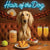 Hair of the Dog Saluki 007 Ruff & Ready Funny Canine Art neon lights, bacon-woven flair, and egg murals