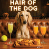 Hair of the Dog Saluki 012 Ruff & Ready Funny Canine Art neon lights, bacon-woven flair, and egg murals