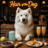 Hair of the Dog Samoyed 012 Ruff & Ready Funny Canine Art neon lights, bacon-woven flair, and egg murals