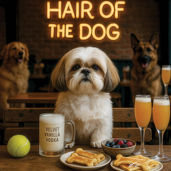 Hair of the Dog Shih Tzu 002 Ruff & Ready Funny Canine Art neon lights, bacon-woven flair, and egg murals