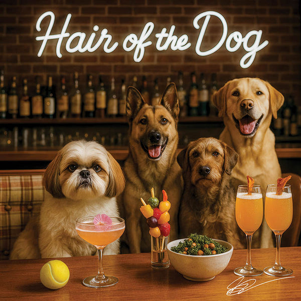 Hair of the Dog Shih Tzu 004 Ruff & Ready Funny Canine Art neon lights, bacon-woven flair, and egg murals