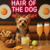 Hair of the Dog Silky Terrier 011 Ruff & Ready Funny Canine Art neon lights, bacon-woven flair, and egg murals