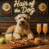 Hair of the Dog Soft Coated Wheaten Terrier 012 Ruff & Ready Funny Canine Art neon lights, bacon-woven flair, and egg murals
