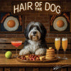 Hair of the Dog Tibetan Terrier 004 Ruff & Ready Funny Canine Art neon lights, bacon-woven flair, and egg murals