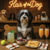 Hair of the Dog Tibetan Terrier 007 Ruff & Ready Funny Canine Art neon lights, bacon-woven flair, and egg murals