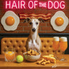 Hair of the Dog Whippet 003 Ruff & Ready Funny Canine Art neon lights, bacon-woven flair, and egg murals