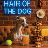 Hair of the Dog Whippet 010 Ruff & Ready Funny Canine Art neon lights, bacon-woven flair, and egg murals