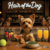 Hair of the Dog Yorkshire Terrier 007 Ruff & Ready Funny Canine Art neon lights, bacon-woven flair, and egg murals