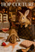 Two rabbits in a luxury boutique bar setting—one peeking from a designer handbag, the other slumped over a marble counter amid spilled rose-gold cocktail syrup, a stiletto and strawberry nearby